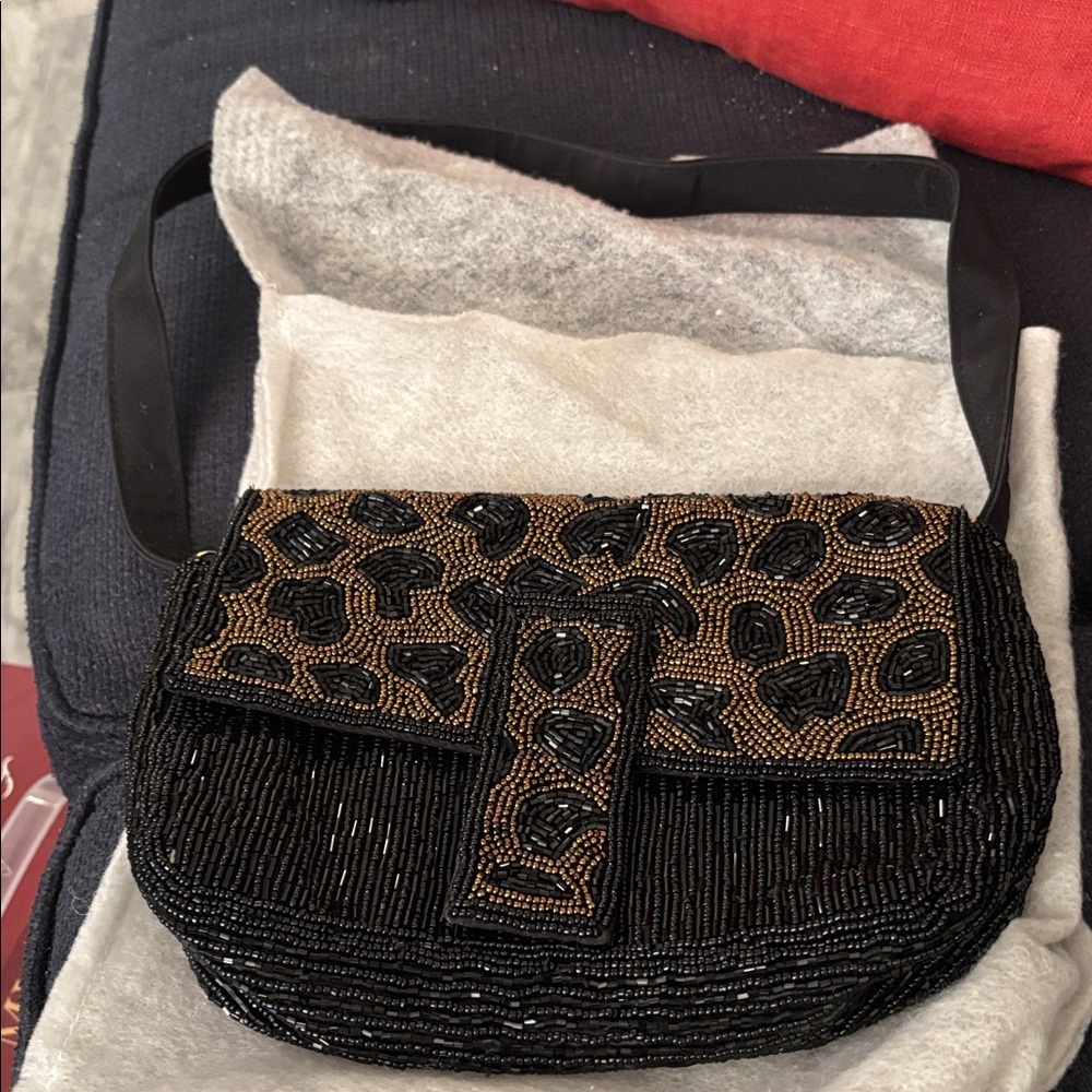 Beaded Black and Brown  Bag
